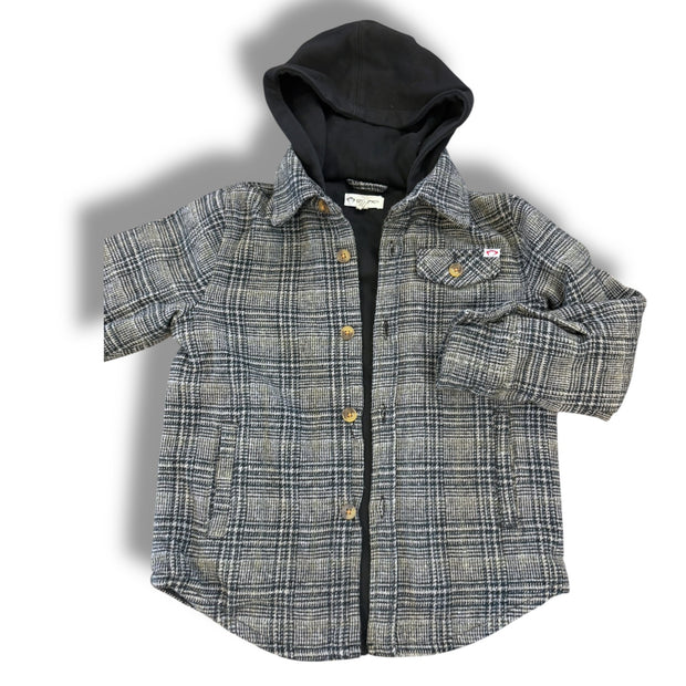 Size 5 Appaman grey/black plaid jacket with black knit hood, lining Default Title / 5 / Boy