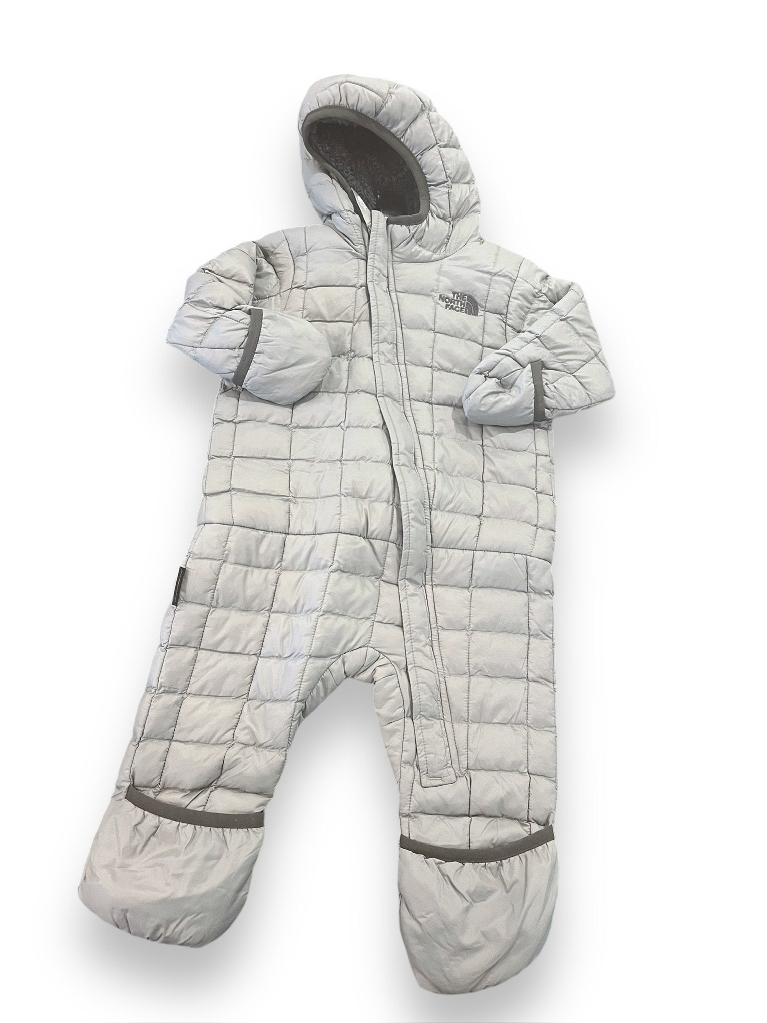 Size 6-12 month North Face light grey puffer hooded snowsuit Default Title / 6-12 month / Boy