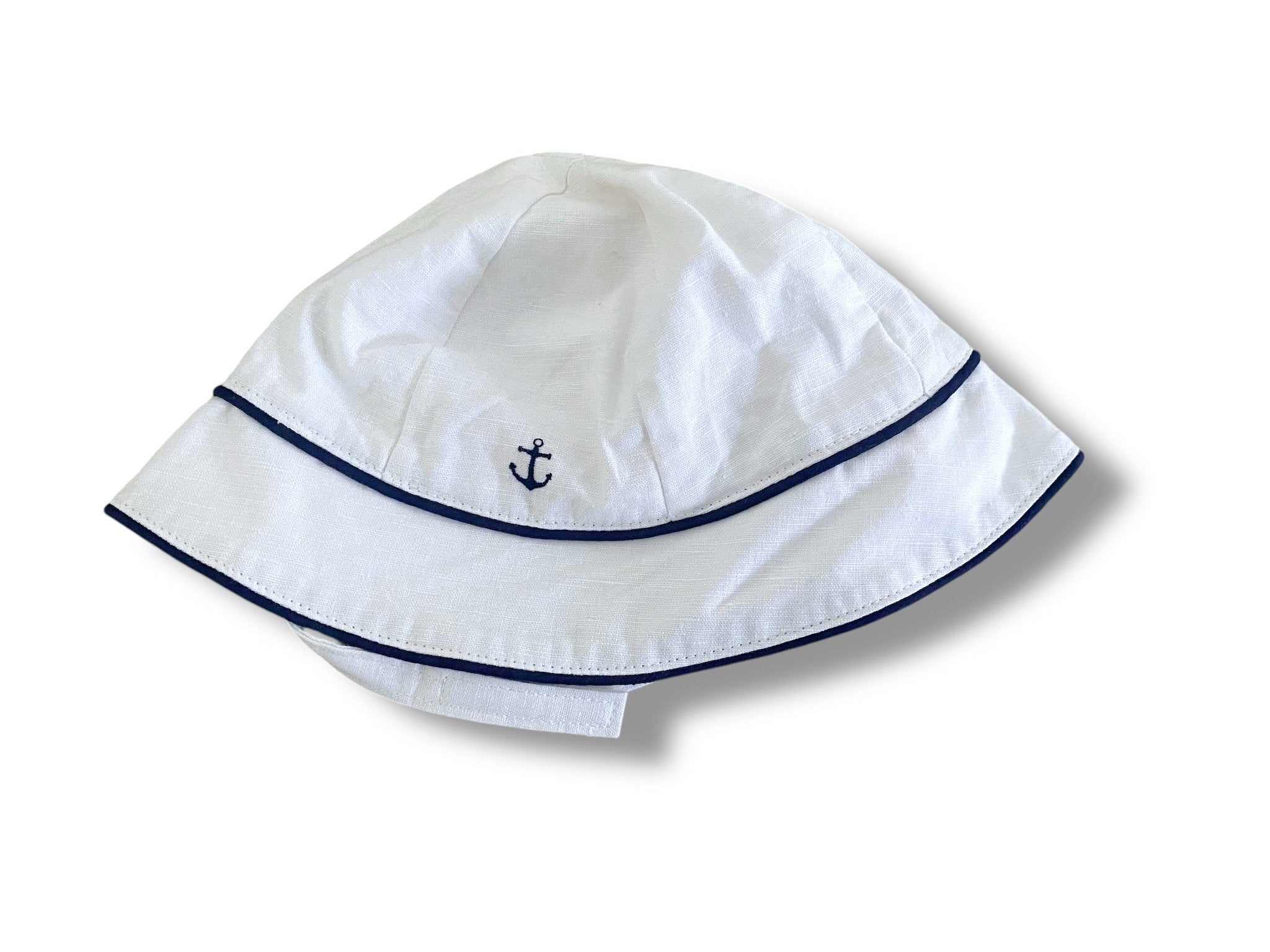 Size 12-18 month Janie and Jack white nautical bucket hat Default Title / 12-18 month / -