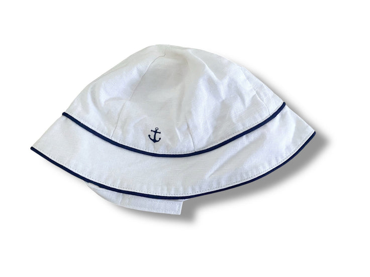 Size 12-18 month Janie and Jack white nautical bucket hat Default Title / 12-18 month / -