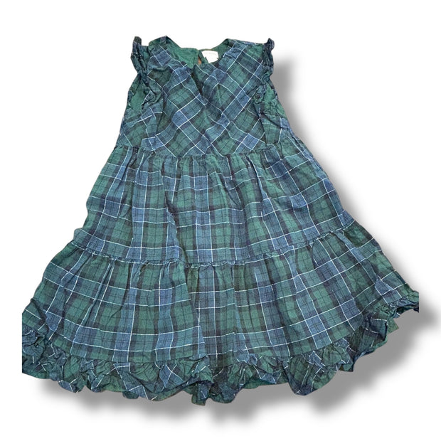 Size 7 Crewcuts navy/dark green plaid w/ silver thread jumper Default Title / 7 / Girl