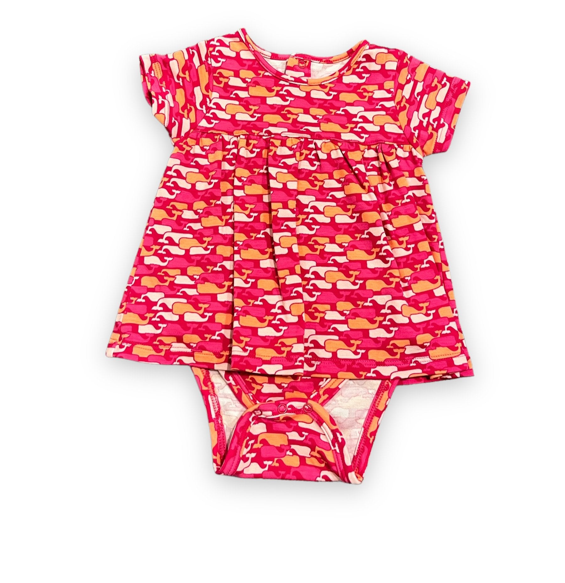 Size 6-12 month Vineyard Vines pink/orange whale onesie dress Default Title / 6-12 month / Girl