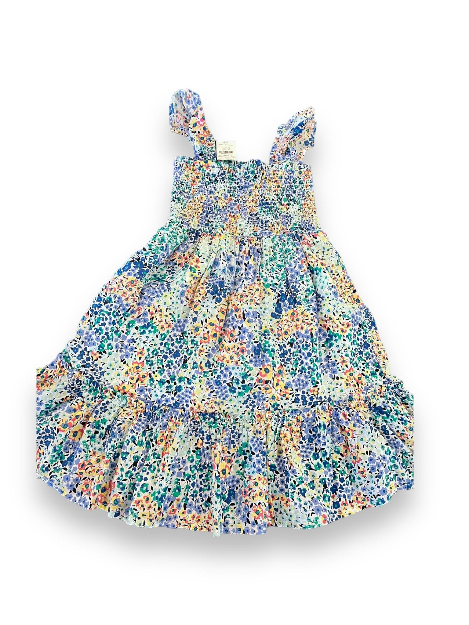 Size 7 Crewcuts Blue Floral Dress with Smocked Top Default Title / 7 / Girl