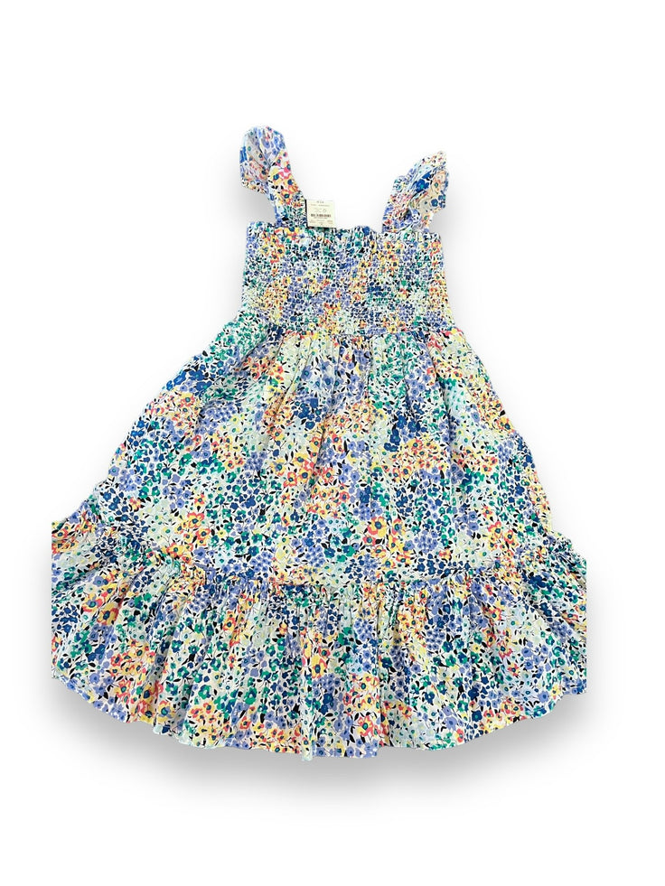 Size 7 Crewcuts Blue Floral Dress with Smocked Top Default Title / 7 / Girl