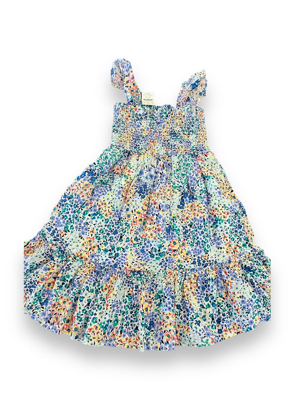 Size 7 Crewcuts Blue Floral Dress with Smocked Top Default Title / 7 / Girl