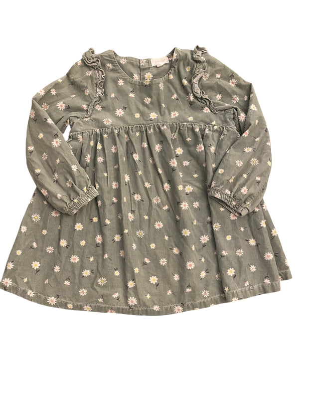 Size 4 Angel Dear long sleeve sage green corduroy dress with white daisies Default Title / 4 / Girl