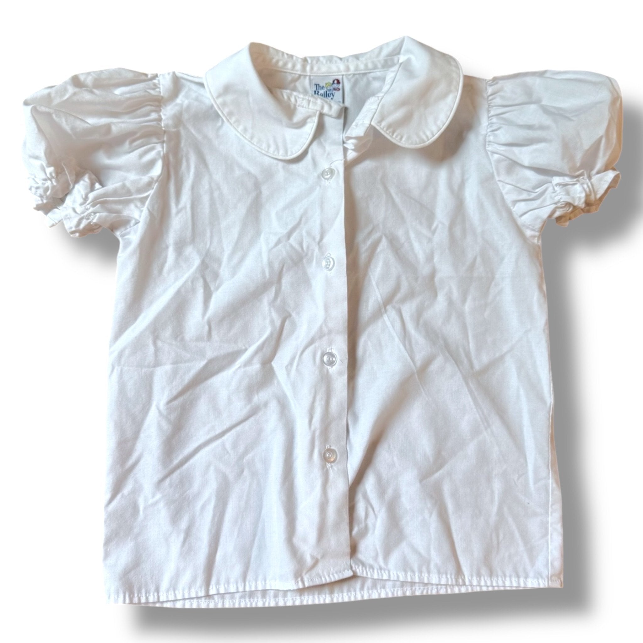 Size 5 The Bailey Boys white short sleeve button up blouse with puff sleeves Default Title / 5 / Girl