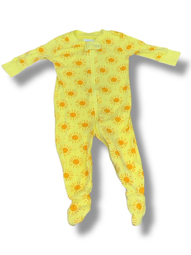 Size 0-3 month Hanna Andersson yellow footie zip-up pajamas w/ orange suns Default Title / 0-3 month / Boy