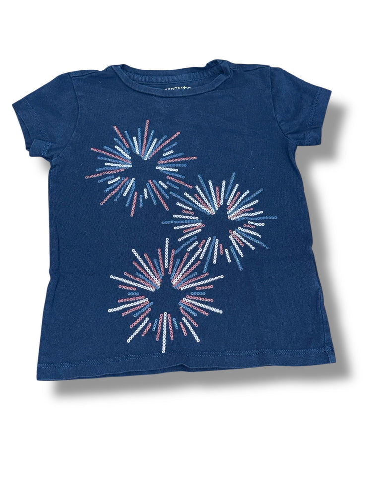 Size 2-3 Crewcuts navy tee w/ glittery fireworks Default Title / 3-Feb / Girl