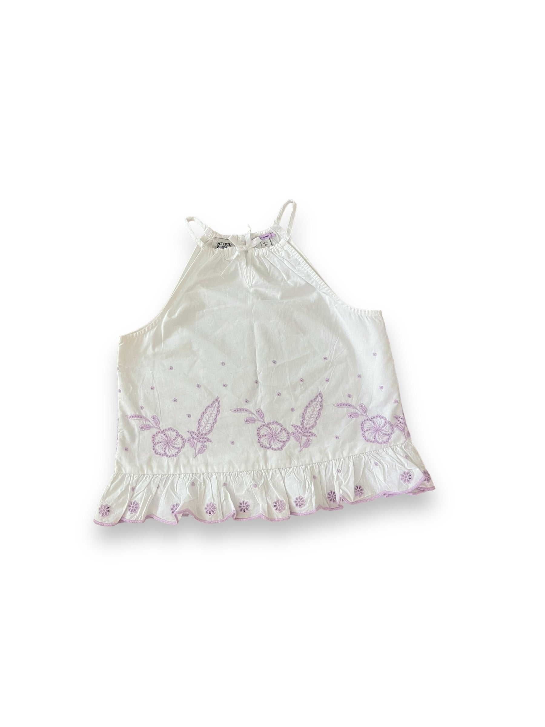 Size 12 Scotch & Soda white tank with purple embroidery Default Title / 12 / Girl
