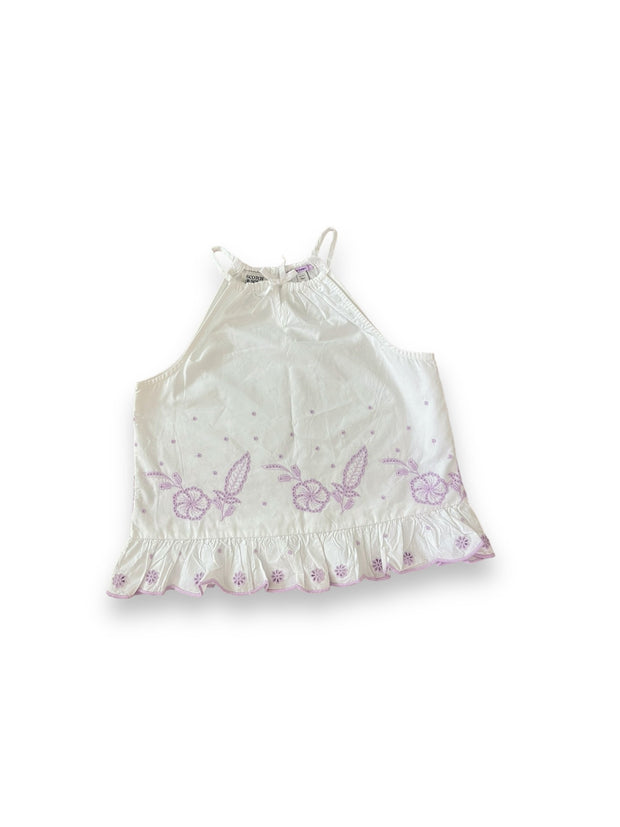 Size 12 Scotch & Soda white tank with purple embroidery Default Title / 12 / Girl