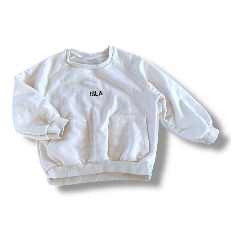Size 4-5 Zara cream sweatshirt with 'ISLA' embroidered Default Title / 5-Apr / Girl