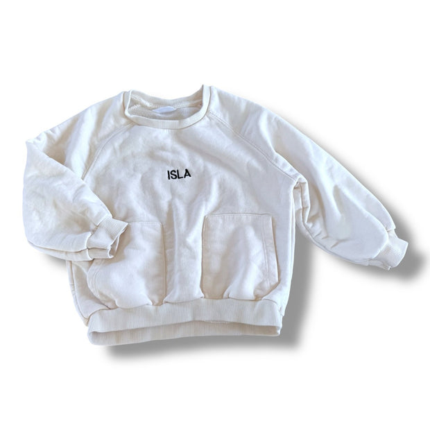 Size 4-5 Zara cream sweatshirt with 'ISLA' embroidered Default Title / 5-Apr / Girl
