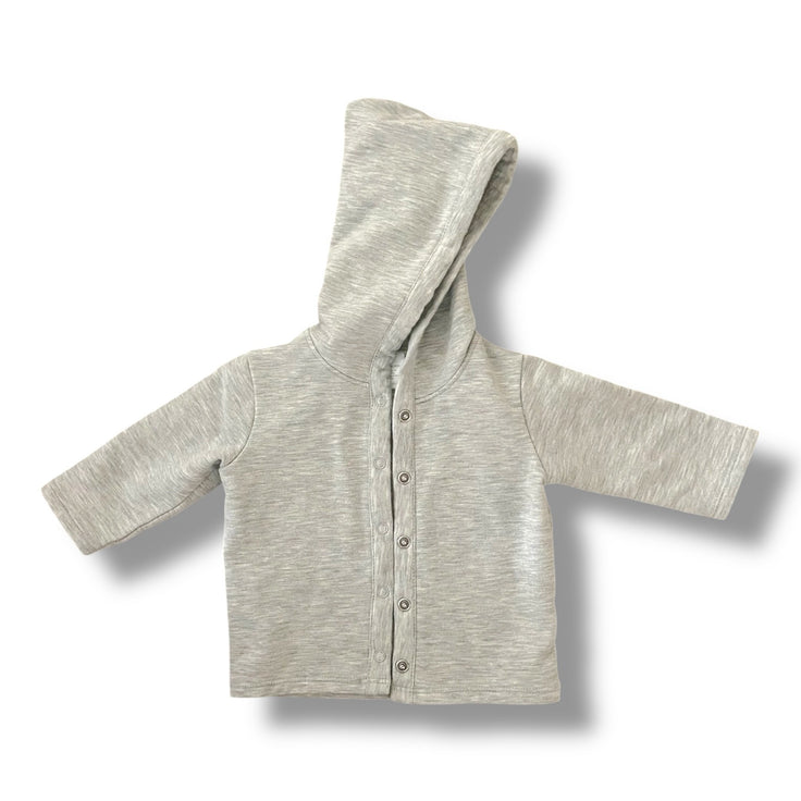 Size NB Nordstrom heathered grey hooded sweatshirt snap closure Default Title / Newborn / Girl