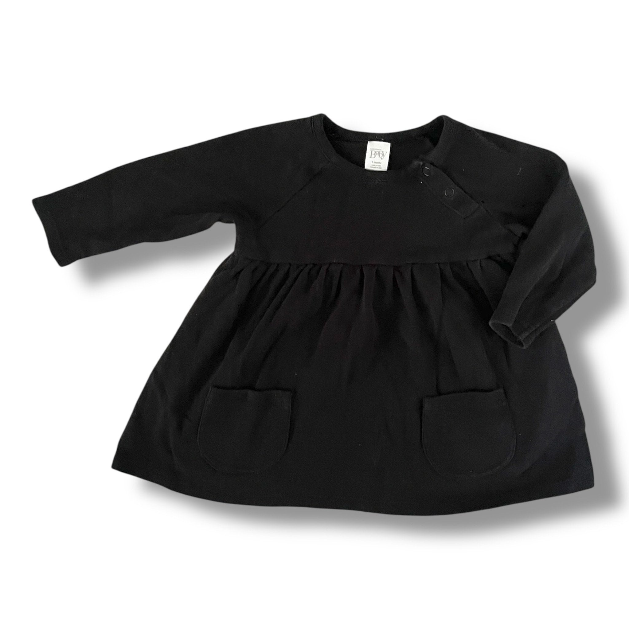 Size 9 months Nordstrom Baby black tshirt dress with front pockets Default Title / 9 month / Girl