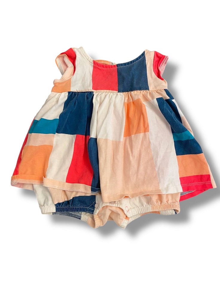 Size 3-6 month Tea Collection pink/white/teal dress with attached bloomers Default Title / 3-6 month / Girl