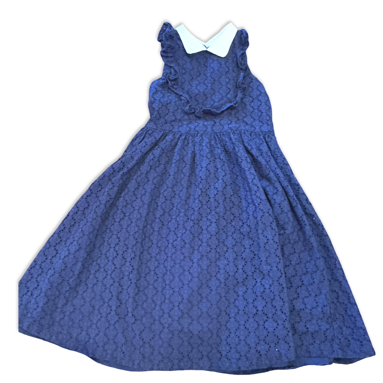 Size 8 Janie and Jack navy eyelet dress with white collar Default Title / 8 / Girl