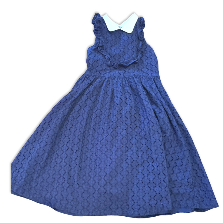 Size 8 Janie and Jack navy eyelet dress with white collar Default Title / 8 / Girl