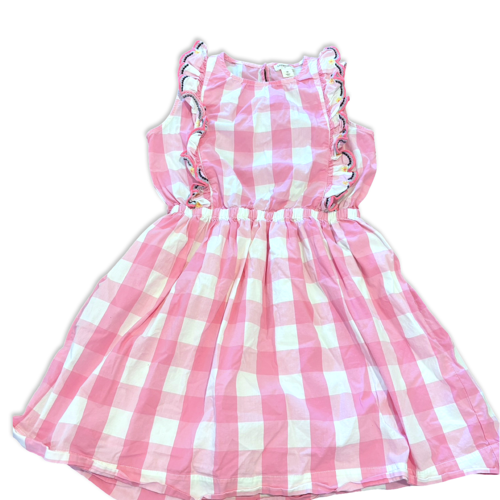 SIze 10 Crewcuts pink/white check tank dress with ruffles Default Title / 10 / Girl