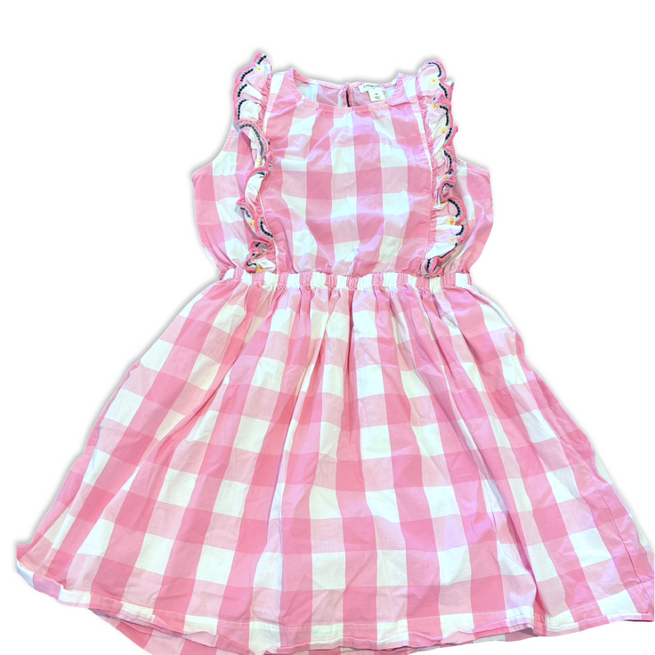 SIze 10 Crewcuts pink/white check tank dress with ruffles Default Title / 10 / Girl