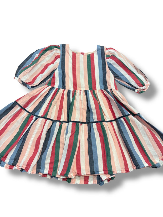 Size 8 Pink Chicken multicolor vertical striped long sleeve dress Default Title / 8 / Girl