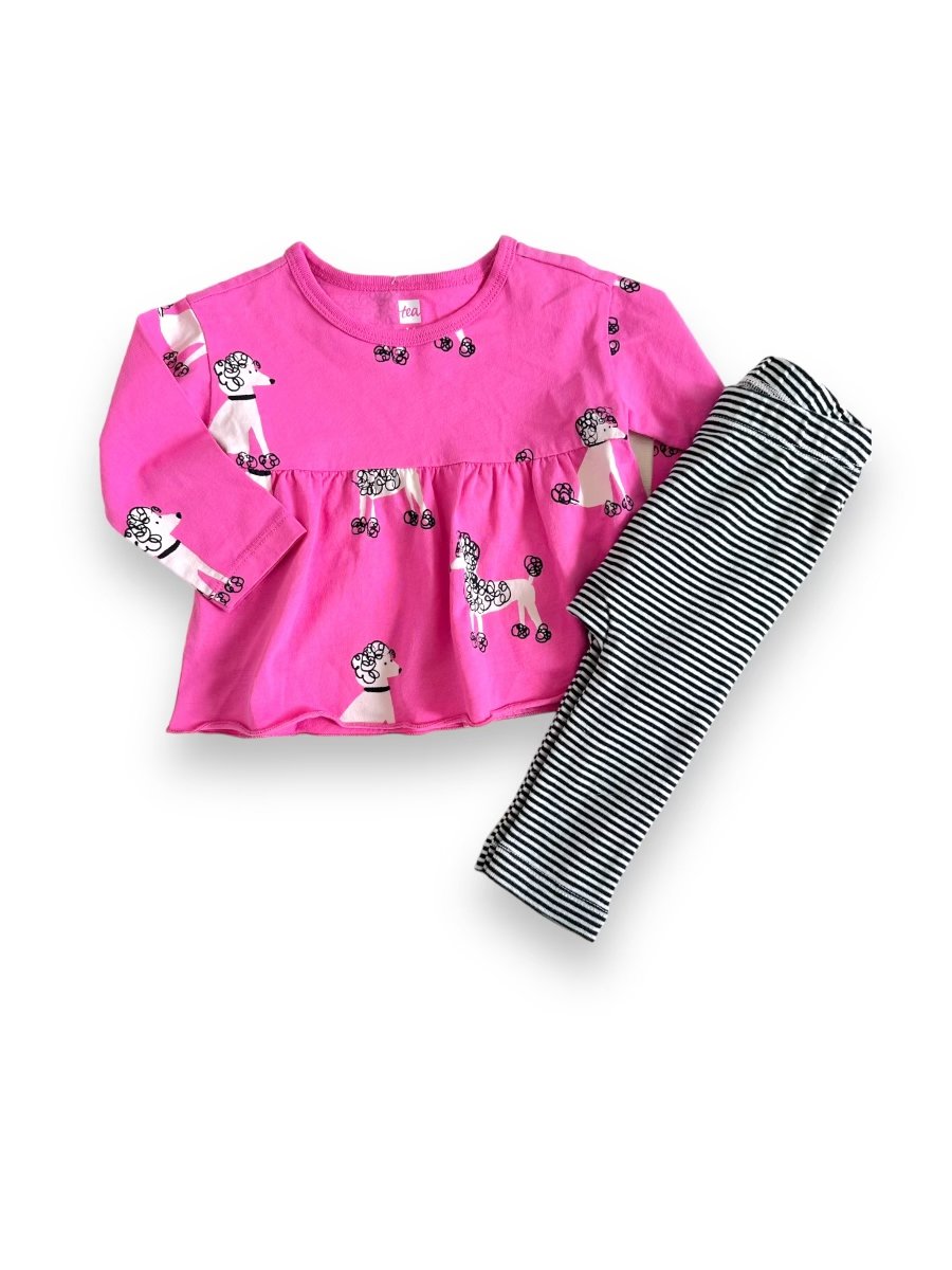 Size 3-6 Tea Collection pink poodle dress with striped leggings NWT Default Title / 3-6 month / Girl