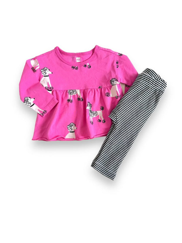 Size 3-6 Tea Collection pink poodle dress with striped leggings NWT Default Title / 3-6 month / Girl