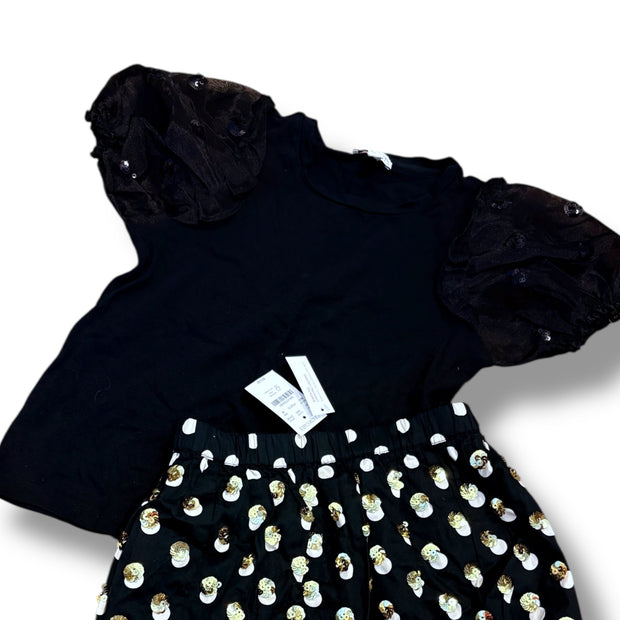 Size 8-9 Crewcuts black knit top with tulle sparkle sleeves Default Title / 9-Aug / Girl