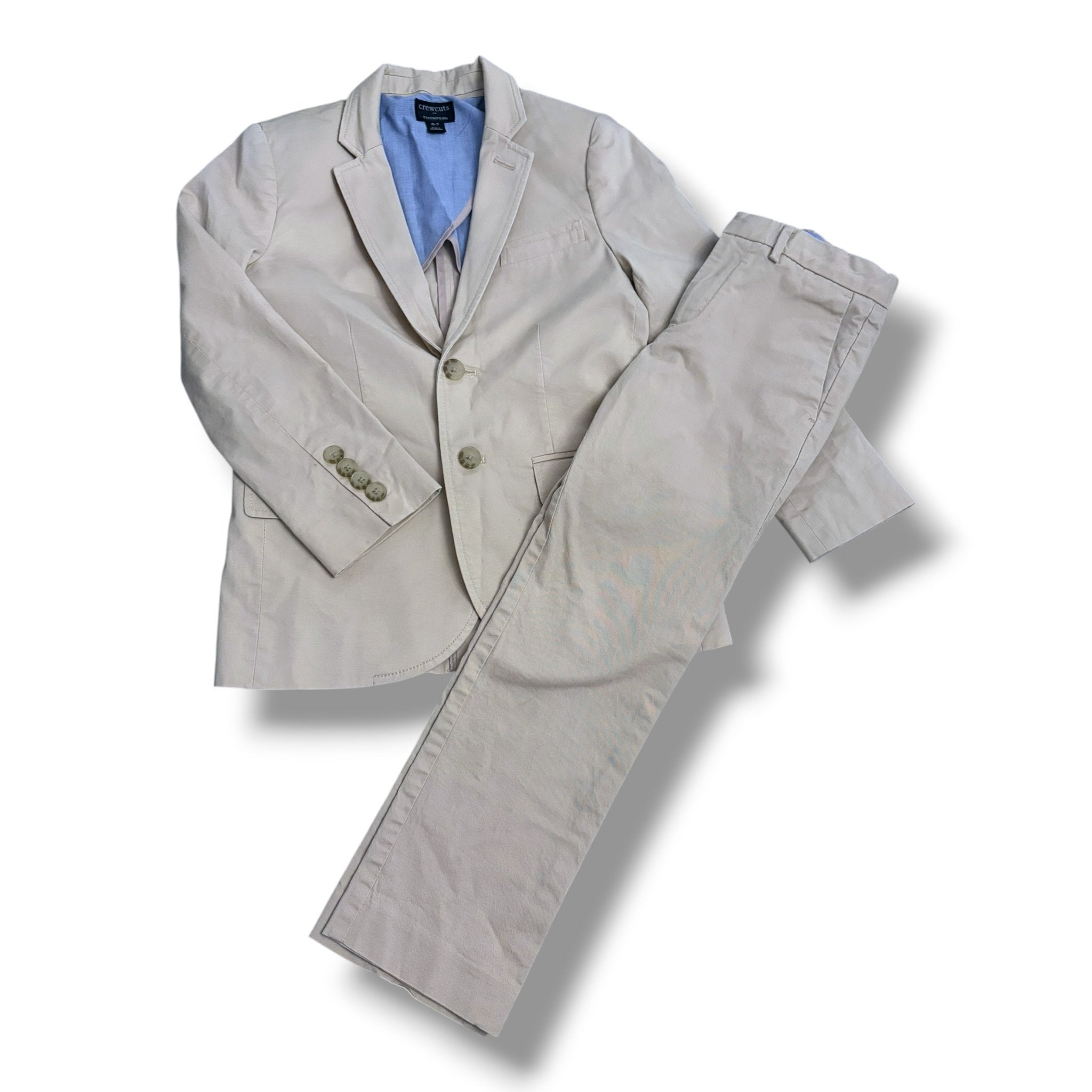 Size 6-7 Crewcuts Thompson tan suit jacket AND size 6 tan pants - SET Default Title / 7-Jun / Boy