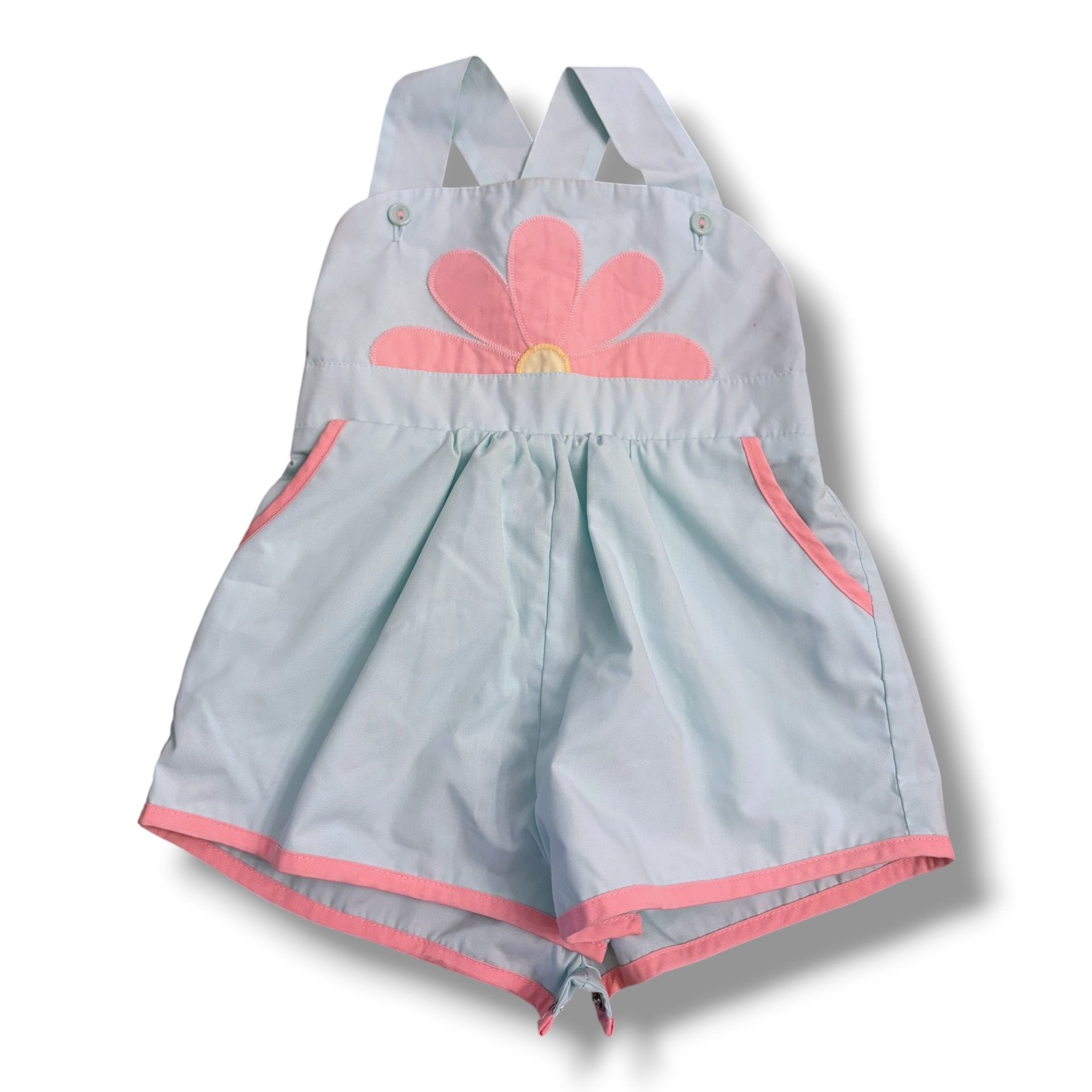 Size 18-24 month TBBC mint romper with pink flower - mark inside strap Default Title / 18-24 month / Girl