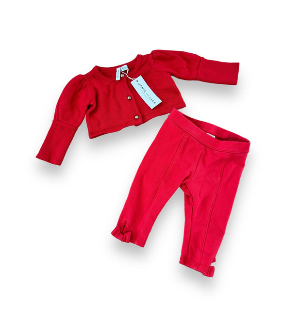 Size 3-6 Months Janie and Jack red sweater with gold buttons NWT and red leggings Default Title / 3-6 month / Girl