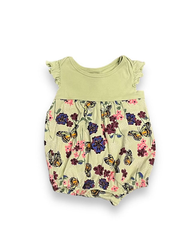 Size 6-9 month Tea Collection green floral/butterfly romper Default Title / 6-9 month / Girl