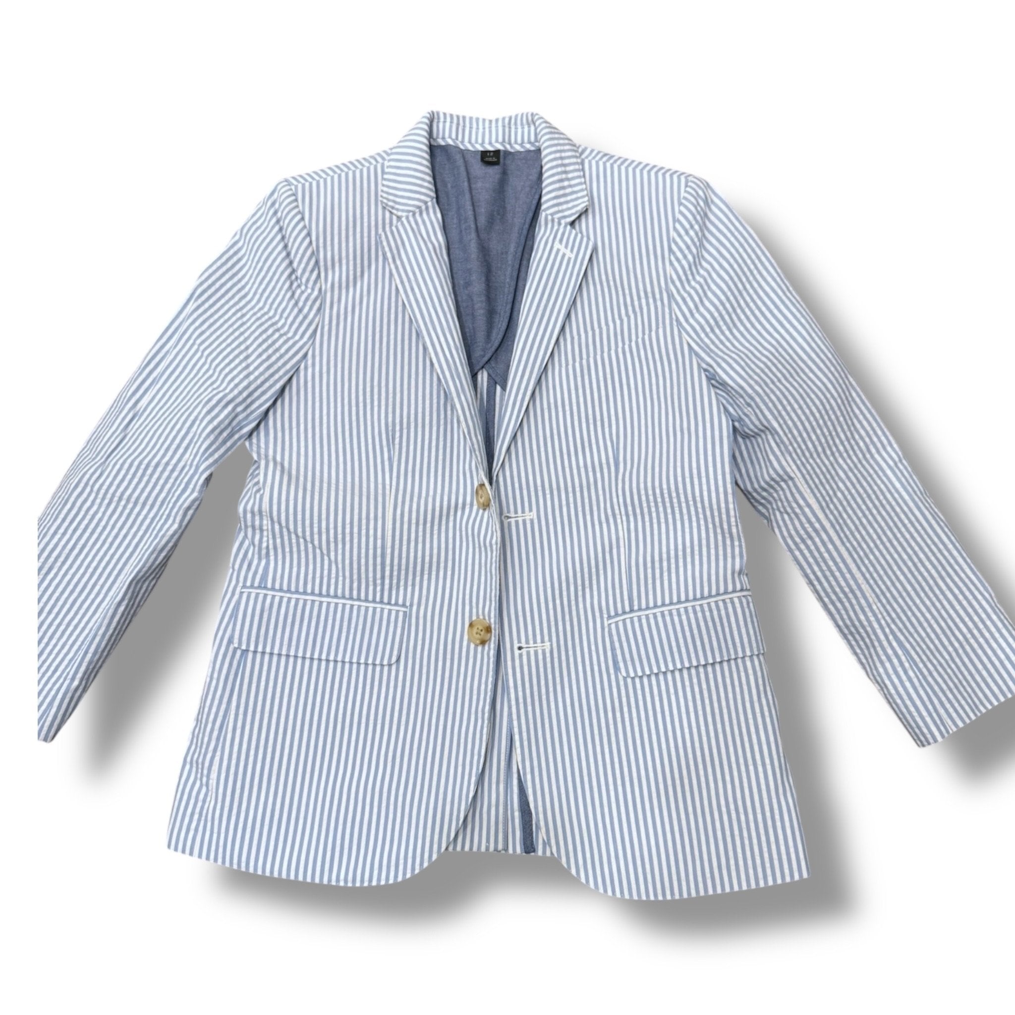 Size 12 Crewcuts Blue White Seersucker Blazer Default Title / 12 / Boy