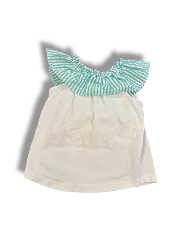 Size 3 Bailey boys white tank with teal/white gingham ruffle collar Default Title / 3 / Boy