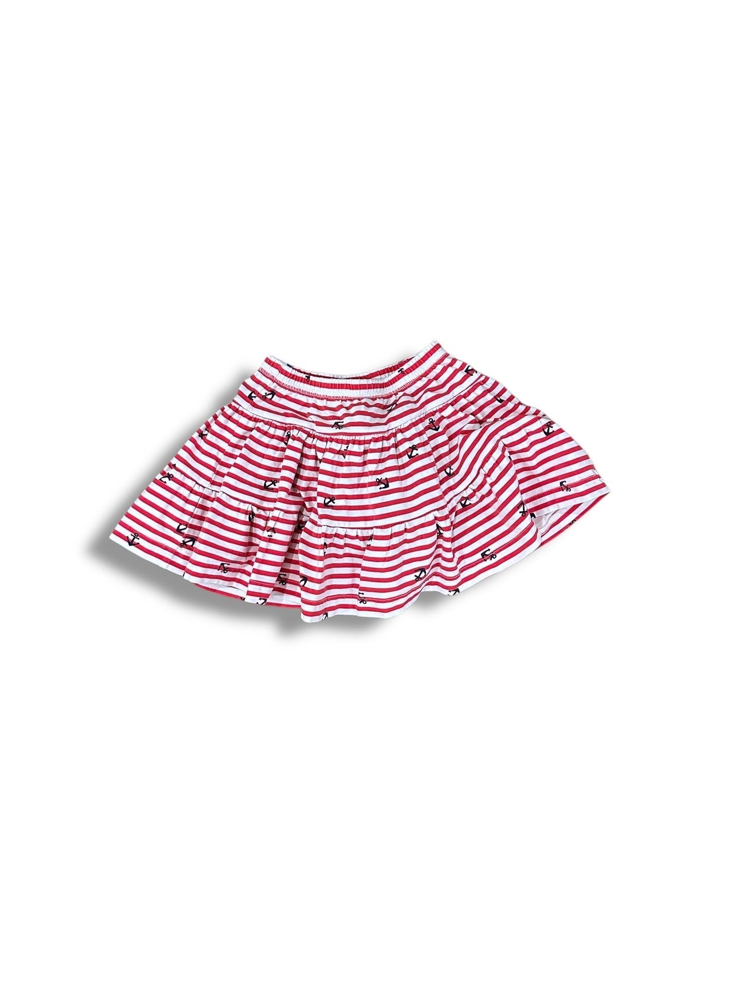 Size 5 Florence eiseman red/white navy anchor pull on knit skirt with built in shorts Default Title / 5 / Girl