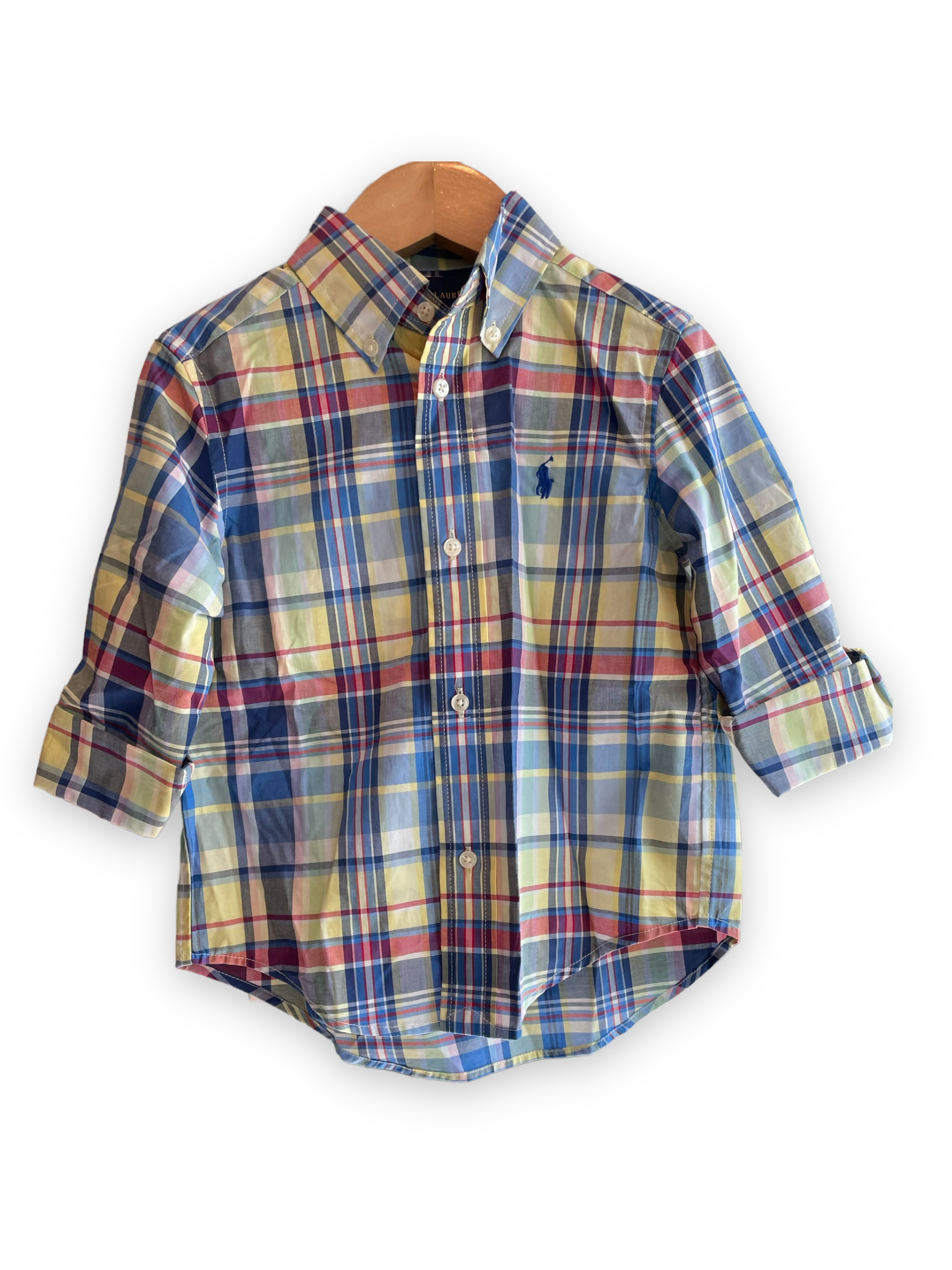 Size 3 Ralph Lauren blue/red/yellow plaid button up Default Title / 3 / Boy