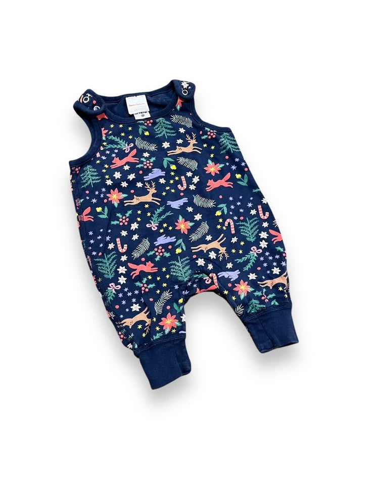 Size 0-3 month Hanna Andersson navy wilderness print overalls- wash fade Default Title / 0-3 month / Girl