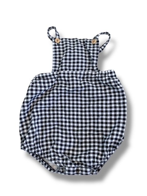 Size 12 month Buho black and white gingham sunsuit with adjustable straps Default Title / 12 / Girl