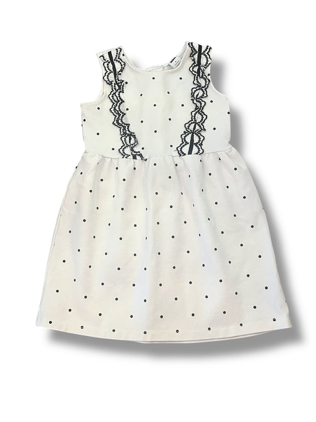 Size 3 Janie and Jack white dress with black polka dots and eyelet detail Default Title / 3 / Girl