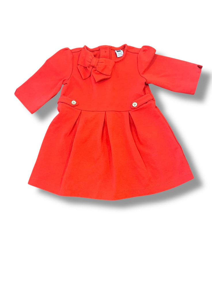Size 12-18 month Janie and Jack red quarter sleeve dress with bow and gold buttons with matching bloomers Default Title / 12-18 month / -