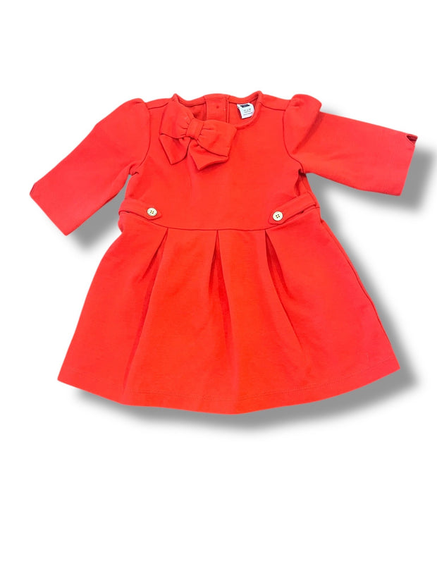 Size 12-18 month Janie and Jack red quarter sleeve dress with bow and gold buttons with matching bloomers Default Title / 12-18 month / -