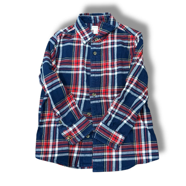 Size 4-5 Crewcuts red navy white yellow plaid button down Default Title / 5-Apr / Boy
