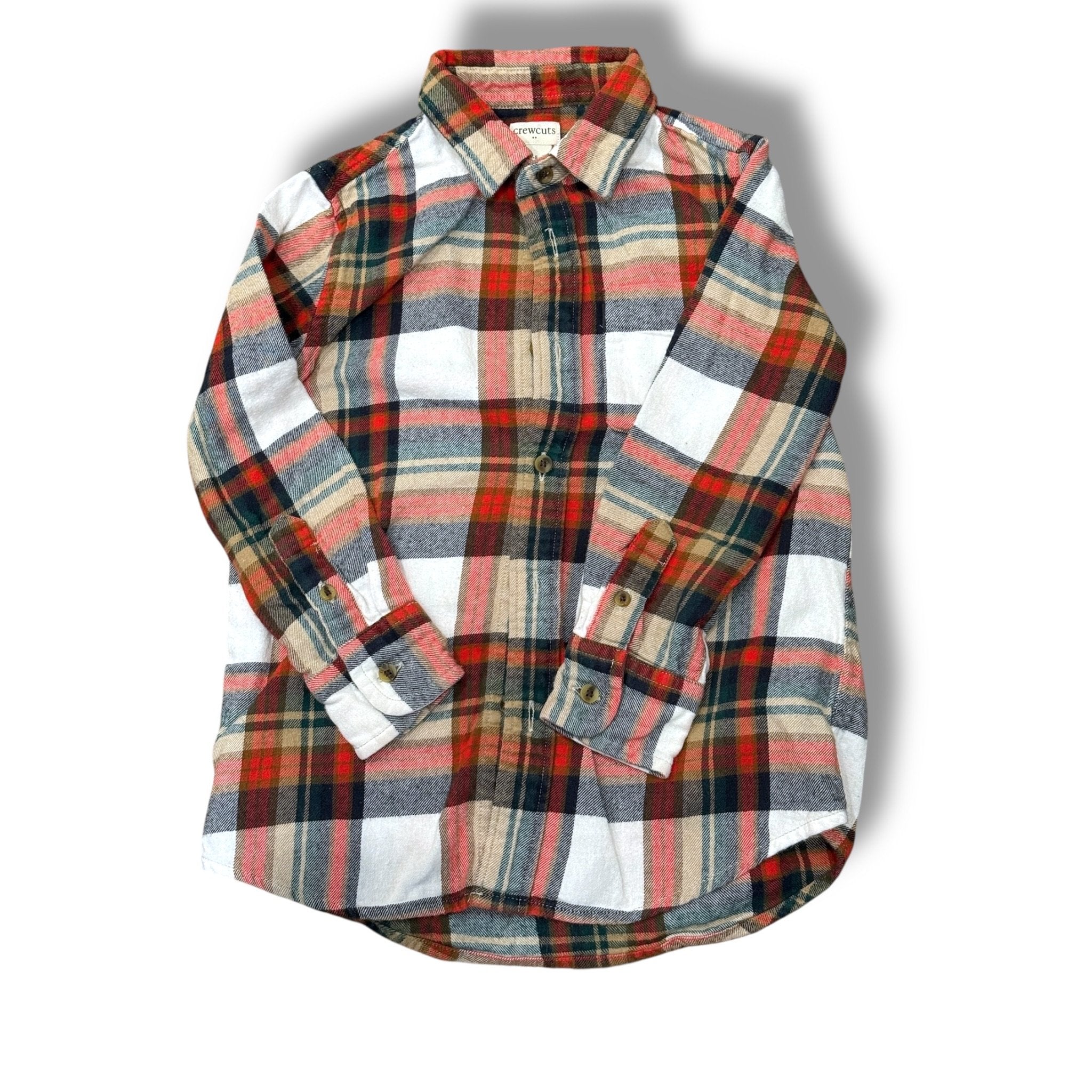 Size 4-5 Crewcuts red brown blue white plaid button down Default Title / 5-Apr / Boy
