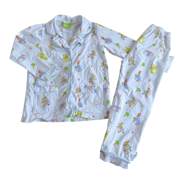 Size 6 Classic Whimsy white long sleeve pajama set with Peter Cotton Tail and light blue trim Default Title / 6 / Boy