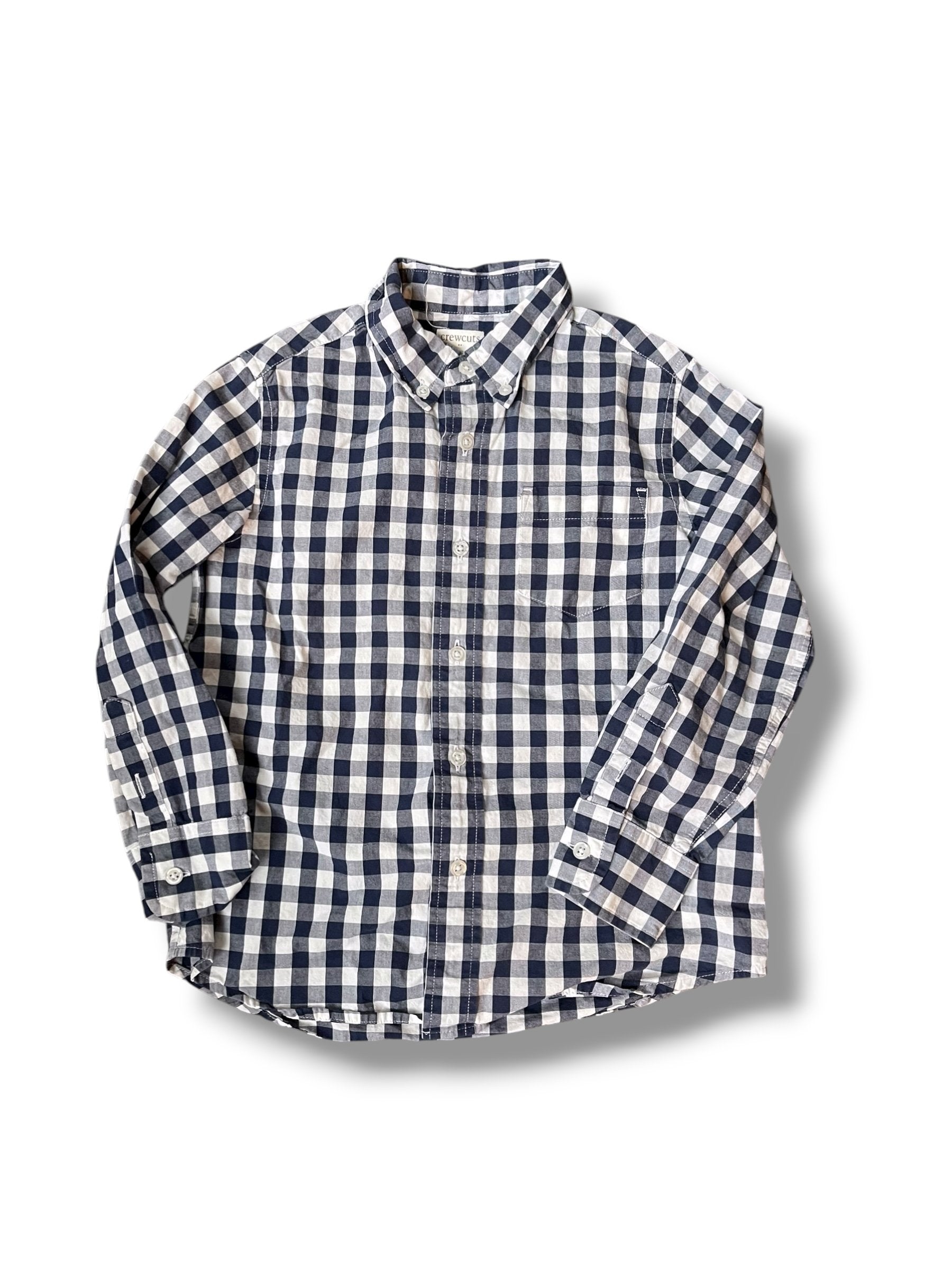 Size 4/5 Crewcuts blue and white check button up Default Title / 5-Apr / Boy