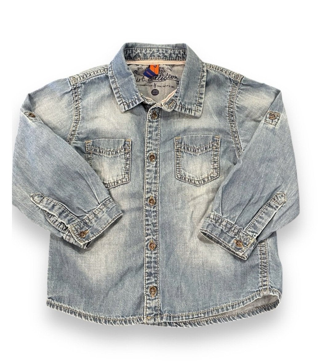 Size 18 month Mayoral chambray double pocket button up Default Title / 18 month / Boy