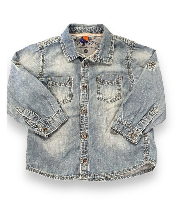 Size 18 month Mayoral chambray double pocket button up Default Title / 18 month / Boy