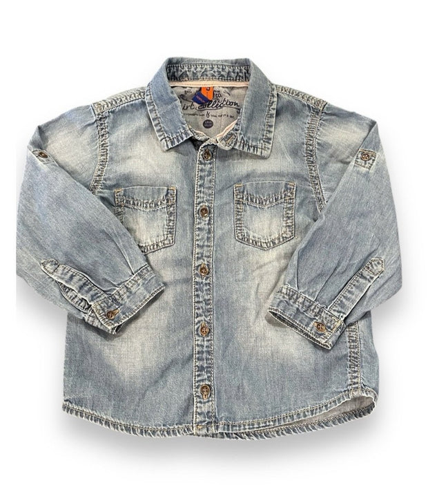 Size 18 month Mayoral chambray double pocket button up Default Title / 18 month / Boy