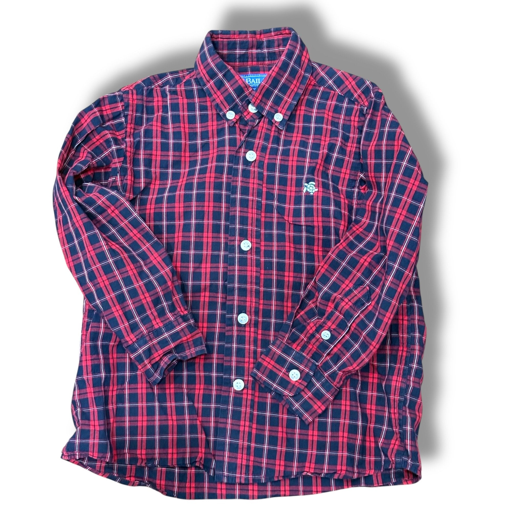 Size 4 j Bailey Roscoe shirt red and navy plaid button down Default Title / 4 / Boy