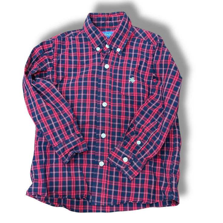Size 4 j Bailey Roscoe shirt red and navy plaid button down Default Title / 4 / Boy